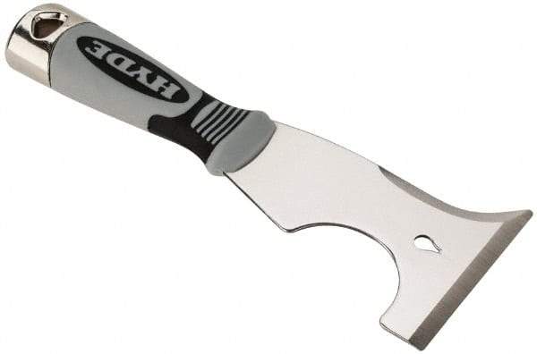Hyde Tools - 3" Wide Stainless Steel Putty Knife - Stiff, Cushioned Grip Polypropylene Handle, 8" OAL - Exact Tool & Supply