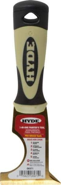 Hyde Tools - 2-1/2" Wide Brass Multi-Purpose Knife - Stiff, Cushioned Grip Polypropylene Handle, 8" OAL - Exact Tool & Supply
