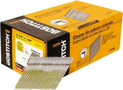 Stanley Bostitch - 11 Gauge 0.12" Shank Diam 3-1/4" Long Framing Nails for Power Nailers - Steel, Galvanized Finish, Screw Shank, Angled Stick Wire Collation, Round Head, Diamond Point - Exact Tool & Supply