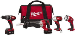 Milwaukee Tool - 18 Volt Cordless Tool Combination Kit - Includes 1/2" Hammer Drill, 1/4" Hex Impact Driver & Sawzall Reciprocating Saw, Lithium-Ion Battery Included - Exact Tool & Supply