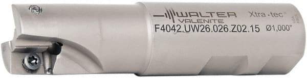 Walter - 1-1/2" Cut Diam, 11mm Max Depth of Cut, 1-1/4" Shank Diam, 3.698" OAL, Indexable Square Shoulder End Mill - AD.T 1204.. Inserts, Weldon Shank, 90° Lead Angle - Exact Tool & Supply