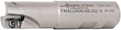 Walter - 1-1/2" Cut Diam, 11mm Max Depth of Cut, 1-1/4" Shank Diam, 3.698" OAL, Indexable Square Shoulder End Mill - AD.T 1204.. Inserts, Weldon Shank, 90° Lead Angle - Exact Tool & Supply