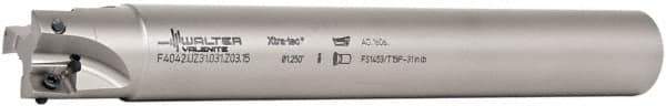 Walter - 1-1/4" Cut Diam, 11mm Max Depth of Cut, 1-1/4" Shank Diam, 10" OAL, Indexable Square Shoulder End Mill - AD.T 1204.. Inserts, Cylindrical Shank, 90° Lead Angle - Exact Tool & Supply