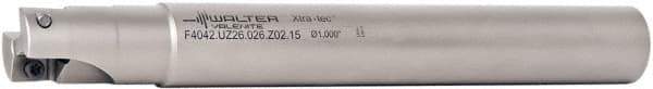 Walter - 1" Cut Diam, 15mm Max Depth of Cut, 1" Shank Diam, 9.87" OAL, Indexable Square Shoulder End Mill - AD.T 1606.. Inserts, Cylindrical Shank, 90° Lead Angle - Exact Tool & Supply