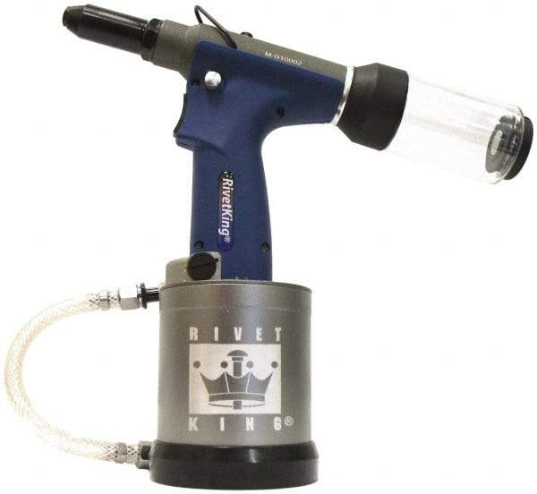 RivetKing - 3/16" Capacity, Air Riveter - 0.787" Long Stroke, 20" Inlet - Exact Tool & Supply