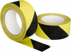 Ability One - Black & Yellow Striped Vinyl Tape - 2" Wide x 108' Long, General Traffic - Exact Tool & Supply