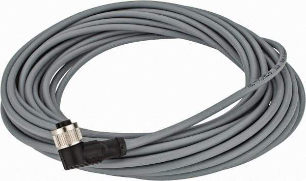 Telemecanique Sensors - 3 Amp, M12 4 Pin Elbowed Female Cordset Sensor and Receptacle - 250 VAC, 300 VDC, 10m Cable Length, IP67 Ingress Rating - Exact Tool & Supply