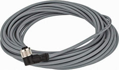 Telemecanique Sensors - 3 Amp, M12 4 Pin Elbowed Female Cordset Sensor and Receptacle - 250 VAC, 300 VDC, 10m Cable Length, IP67 Ingress Rating - Exact Tool & Supply