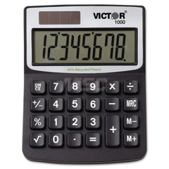 Victor - Calculators; Type: Desktop Calculator ; Type of Power: Battery; Solar ; Display Type: 8-Digit LCD ; Color: Black ; Display Size: 18mm ; Width (Decimal Inch): 3.3000 - Exact Tool & Supply
