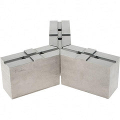 Abbott Workholding Products - 16" & Up Chuck Capacity, Tongue & Groove Attachment, Square Soft Lathe Chuck Jaw - 3 Jaws, Steel, 2-1/8" Btw Mount Hole Ctrs, 6-1/2" Long x 2-1/2" Wide x 4" High, 0.4724" Groove, 0.4724" & 12mm Fastener - Exact Tool & Supply