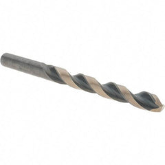 Value Collection - 3/8" 135° High Speed Steel Jobber Drill - Oxide/Gold Finish, Right Hand Cut, Spiral Flute, Straight Shank, 5" OAL, Split Point - Exact Tool & Supply