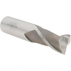 Value Collection - 1", 1-5/8" LOC, 1" Shank Diam, 4-1/8" OAL, 2 Flute, High Speed Steel Square End Mill - Single End, Uncoated, Spiral Flute, 30° Helix, Centercutting, Right Hand Cut, Right Hand Flute - Exact Tool & Supply