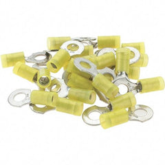 Value Collection - 12-10 AWG Partially Insulated Crimp Connection D Shaped Ring Terminal - 1/4" Stud, Tin Plated Copper Contact - Exact Tool & Supply