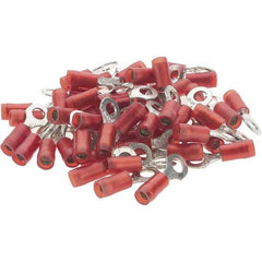 Value Collection - 22-18 AWG Partially Insulated Crimp Connection D Shaped Ring Terminal - #8 Stud, Tin Plated Copper Contact - Exact Tool & Supply
