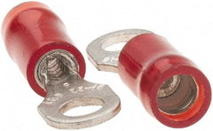 Value Collection - 22-18 AWG Partially Insulated Crimp Connection D Shaped Ring Terminal - #6 Stud, Tin Plated Copper Contact - Exact Tool & Supply