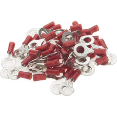 Value Collection - 22-16 AWG Partially Insulated Crimp Connection D Shaped Ring Terminal - 1/4" Stud, Tin Plated Copper Contact - Exact Tool & Supply