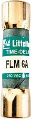 Value Collection - 250 VAC, 6 Amp, Time Delay Plug Fuse - 1-1/2" OAL, 10 at AC kA Rating, 13/32" Diam - Exact Tool & Supply