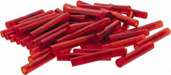 Value Collection - 22 to 18 AWG Compatible, Nylon Fully Insulated, Crimp-On Butt Splice Terminal - 2 Wire Entries, Copper Contacts, Tin Contact Plating, Red - Exact Tool & Supply
