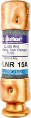 Value Collection - 125 VDC, 250 VAC, 15 Amp, Time Delay General Purpose Fuse - 2" OAL, 200 kA Rating, 9/16" Diam - Exact Tool & Supply