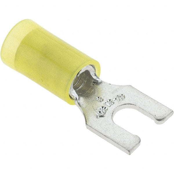 Value Collection - #8 Stud, 12 to 10 AWG Compatible, Partially Insulated, Crimp Connection, Locking Fork Terminal - Exact Tool & Supply