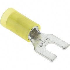 Value Collection - #8 Stud, 12 to 10 AWG Compatible, Partially Insulated, Crimp Connection, Locking Fork Terminal - Exact Tool & Supply