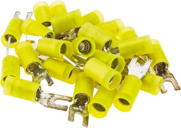 Value Collection - #6 Stud, 12 to 10 AWG Compatible, Partially Insulated, Crimp Connection, Locking Fork Terminal - Exact Tool & Supply