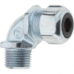 Value Collection - 1/4 to 3/8" Cable Capacity, Liquidtight, Elbow Strain Relief Cord Grip - Iron & Steel - Exact Tool & Supply