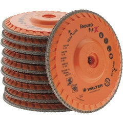 Value Collection - 120 Grit, 6" Disc Diam, 5/8-11 Center Hole, Type 29 Zirconia Alumina Flap Disc - 10,200 Max RPM, Arbor Attaching System, Coated - Exact Tool & Supply