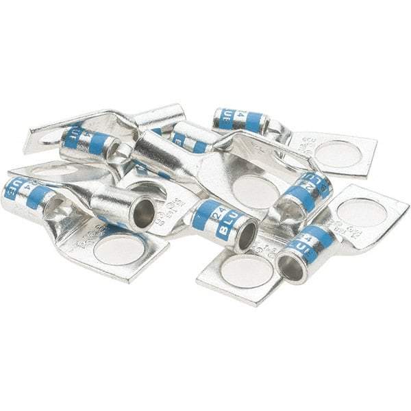 Value Collection - 6 AWG Noninsulated Crimp Connection Square Ring Terminal - 3/8" Stud, 1.39" OAL x 0.6" Wide, Tin Plated Copper Contact - Exact Tool & Supply