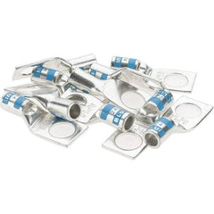 Value Collection - 6 AWG Noninsulated Crimp Connection Square Ring Terminal - 3/8" Stud, 1.39" OAL x 0.6" Wide, Tin Plated Copper Contact - Exact Tool & Supply