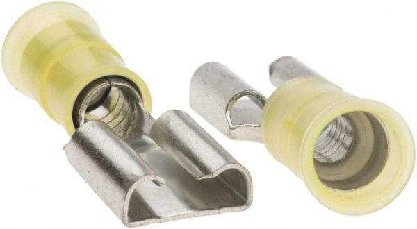 Value Collection - 16 to 12 AWG, Nylon, Fully Insulated, Male Wire Disconnect - 3/8" Wide Tab, Yellow, CSA Certified, UL Listed - Exact Tool & Supply