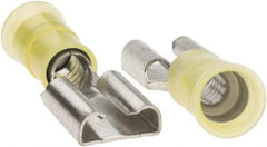 Value Collection - 16 to 12 AWG, Nylon, Fully Insulated, Male Wire Disconnect - 3/8" Wide Tab, Yellow, CSA Certified, UL Listed - Exact Tool & Supply