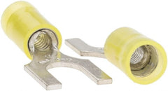 Value Collection - 1/4" Stud, 12 to 10 AWG Compatible, Partially Insulated, Crimp Connection, Standard Fork Terminal - Exact Tool & Supply