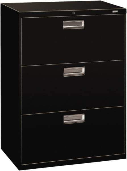 Hon - 30" Wide x 40.88" High x 19-1/4" Deep, 3 Drawer Roll-Out - Steel, Black - Exact Tool & Supply