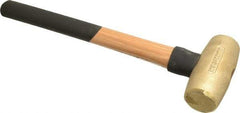 American Hammer - 5 Lb Head 1-3/4" Face Brass Nonmarring Hammer - 16" OAL, Wood Handle - Exact Tool & Supply