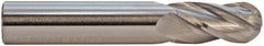 M.A. Ford - 9mm Diam, 20mm LOC, 4 Flute Solid Carbide Ball End Mill - ALtima Finish, Single End, 64mm OAL, 9mm Shank Diam, Spiral Flute - Exact Tool & Supply