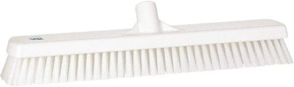 Vikan - 1.8" Bristle Length, Polyester Scrub Brush - 18" Long x 2-1/2" Wide Head, 19" OAL, European Threaded Handle, White, Polypropylene Block - Exact Tool & Supply