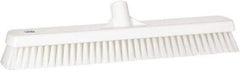Vikan - 1.8" Bristle Length, Polyester Scrub Brush - 18" Long x 2-1/2" Wide Head, 19" OAL, European Threaded Handle, White, Polypropylene Block - Exact Tool & Supply