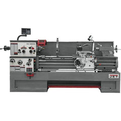 Jet - 16" Swing, 60" Between Centers, 230 Volt, Triple Phase Engine Lathe - 7MT Taper, 7-1/2 hp, 25 to 1,800 RPM, 3-1/8" Bore Diam, 44-1/2" Deep x 65-1/2" High x 117" Long - Exact Tool & Supply