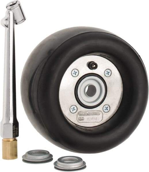 Dynabrade - 5" Wheel OD, 3-1/2" Wheel Width, 3,500 RPM, Composite, Pneumatic Wheel with Hub - 15-1/2" Long x 3-1/2" Wide, 1/2" Wheel Arbor Hole, For Use with 13206, 13207, 13507 & 13508 - Exact Tool & Supply