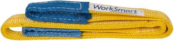 Value Collection - 12' Long x 1" Wide, 3,200 Lb Vertical Capacity, 2 Ply, Polyester Web Sling - 2,500 Lb Choker Capacity, with Eye & Eye (Flat) - Exact Tool & Supply