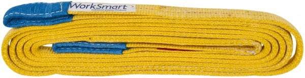 Value Collection - 16' Long x 1" Wide, 3,200 Lb Vertical Capacity, 2 Ply, Polyester Web Sling - 2,500 Lb Choker Capacity, with Eye & Eye (Flat) - Exact Tool & Supply