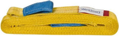 Value Collection - 12' Long x 2" Wide, 6,400 Lb Vertical Capacity, 2 Ply, Polyester Web Sling - 5,000 Lb Choker Capacity, with Eye & Eye (Flat) - Exact Tool & Supply