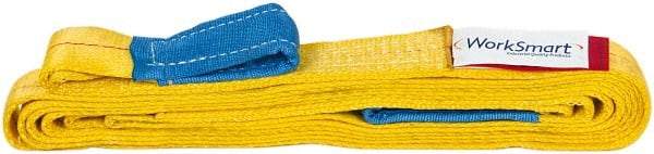 Value Collection - 12' Long x 2" Wide, 3,200 Lb Vertical Capacity, 1 Ply, Polyester Web Sling - 2,500 Lb Choker Capacity, with Eye & Eye (Twisted) - Exact Tool & Supply