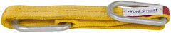 Value Collection - 3' Long x 2" Wide, 3,200 Lb Vertical Capacity, 1 Ply, Polyester Web Sling - 2,500 Lb Choker Capacity, with Hardware (Unilink) - Exact Tool & Supply