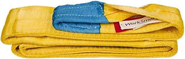 Value Collection - 12' Long x 4" Wide, 6,400 Lb Vertical Capacity, 1 Ply, Polyester Web Sling - 5,000 Lb Choker Capacity, with Eye & Eye (Flat) - Exact Tool & Supply