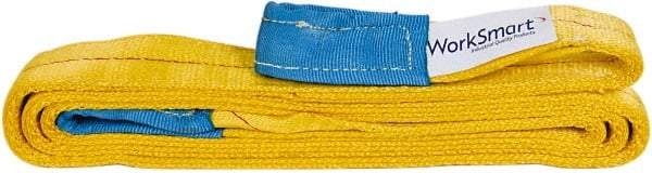 Value Collection - 10' Long x 4" Wide, 11,500 Lb Vertical Capacity, 2 Ply, Polyester Web Sling - 9,200 Lb Choker Capacity, with Eye & Eye (Flat) - Exact Tool & Supply