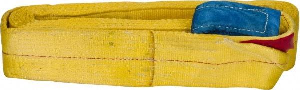 Value Collection - 20' Long x 4" Wide, 11,500 Lb Vertical Capacity, 2 Ply, Polyester Web Sling - 9,200 Lb Choker Capacity, with Eye & Eye (Flat) - Exact Tool & Supply