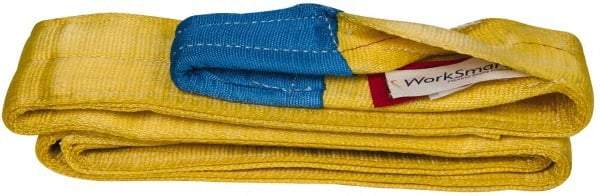 Value Collection - 10' Long x 4" Wide, 11,500 Lb Vertical Capacity, 2 Ply, Polyester Web Sling - 9,200 Lb Choker Capacity, Yellow, with Eye & Eye (Twisted) - Exact Tool & Supply