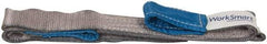 Value Collection - 6' Long x 2" Wide, 3,200 Lb Vertical Capacity, 1 Ply, Polyester Web Sling - 2,500 Lb Choker Capacity, Silver (Color), with Eye & Eye (Flat) - Exact Tool & Supply